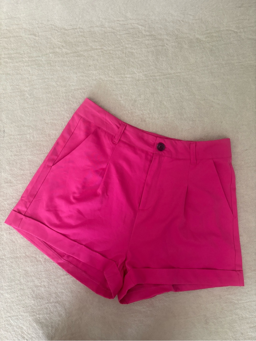 Charlotte Russe Hot Pink High-Waist Pleated Shorts